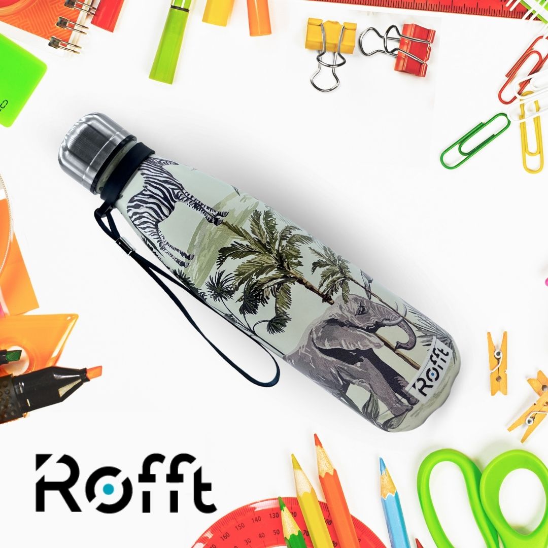 Rofft 30 oz Stainless Steel Insulated Water Bottle, Leak Proof BPA-Free Reusable Metal Bottle with Wrist Strap, Safari Jungle Animal Print Travel Bottle for School, Gym, Hiking - Image 10