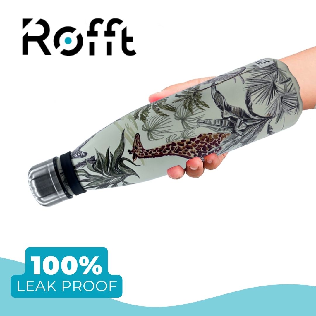 Rofft 30 oz Stainless Steel Insulated Water Bottle, Leak Proof BPA-Free Reusable Metal Bottle with Wrist Strap, Safari Jungle Animal Print Travel Bottle for School, Gym, Hiking - Image 6