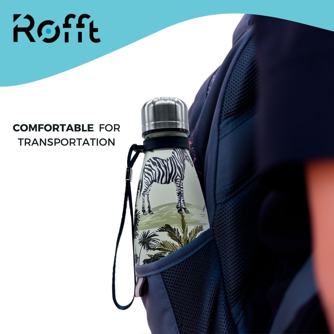 Rofft 30 oz Stainless Steel Insulated Water Bottle, Leak Proof BPA-Free Reusable Metal Bottle with Wrist Strap, Safari Jungle Animal Print Travel Bottle for School, Gym, Hiking - Image 7
