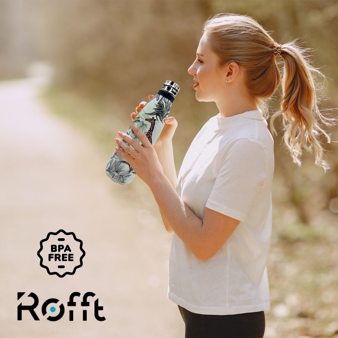 Rofft 30 oz Stainless Steel Insulated Water Bottle, Leak Proof BPA-Free Reusable Metal Bottle with Wrist Strap, Safari Jungle Animal Print Travel Bottle for School, Gym, Hiking - Image 9